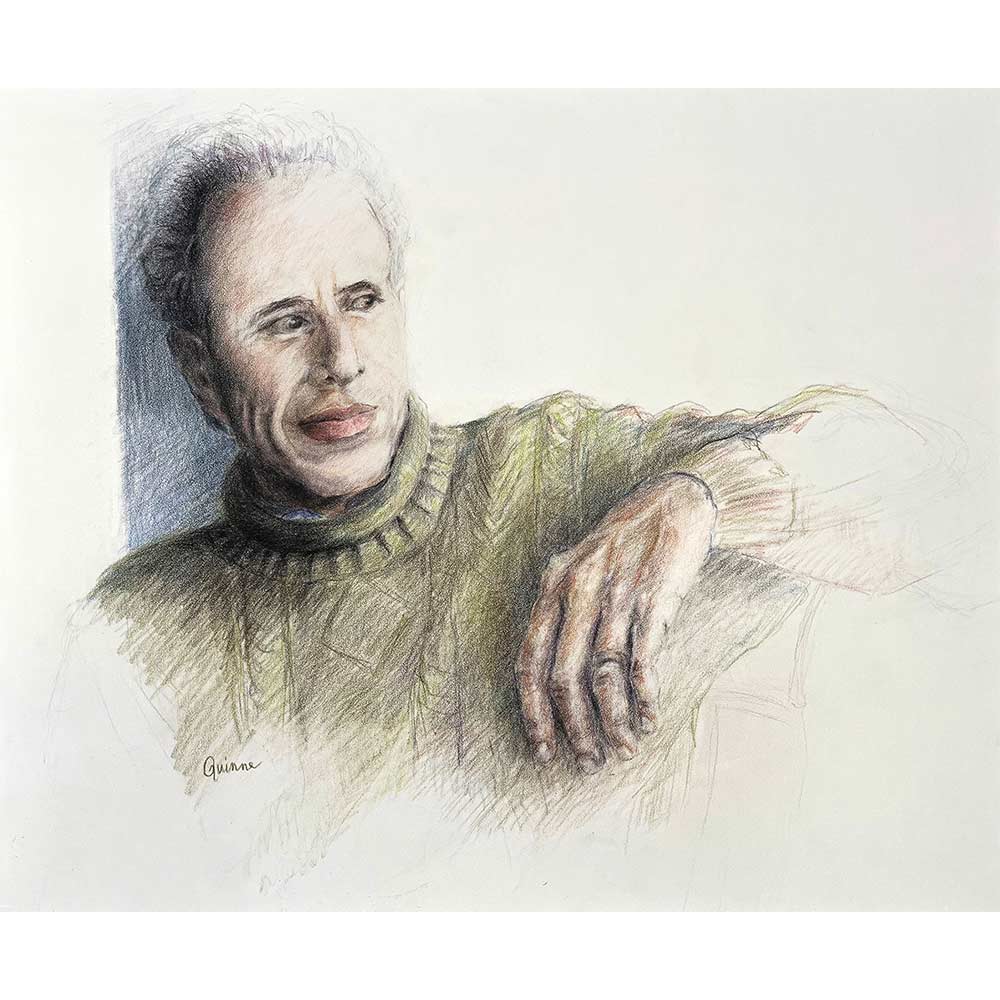 Drawing of man looking to his left.